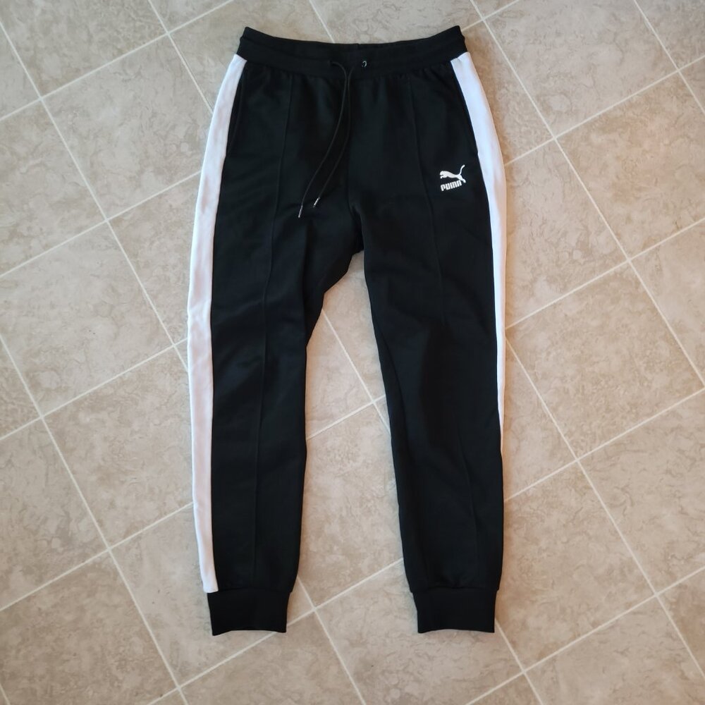 Puma Track Pants - Black with White Side Stripe